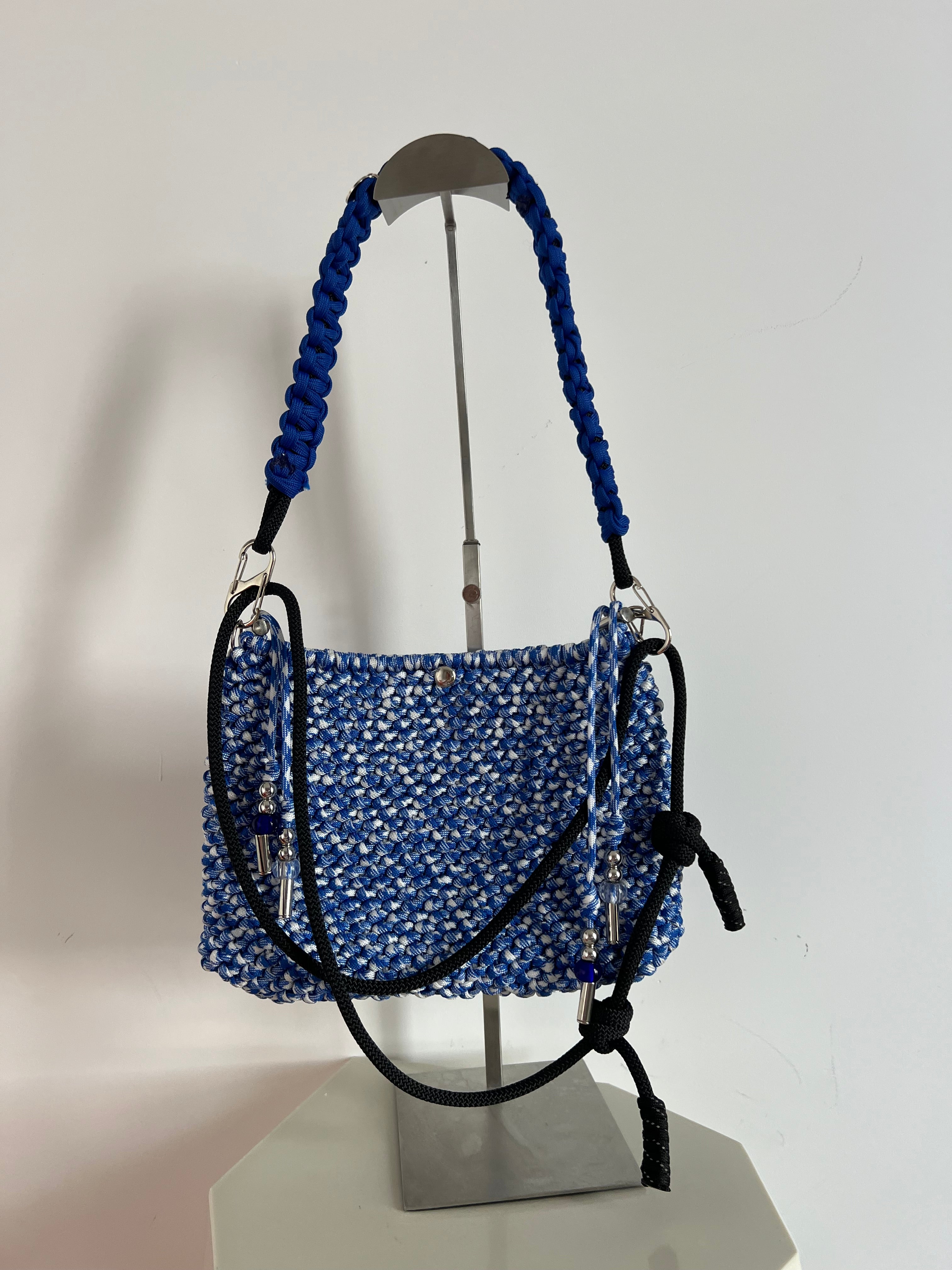 Blue and white mixed Wednesday bag