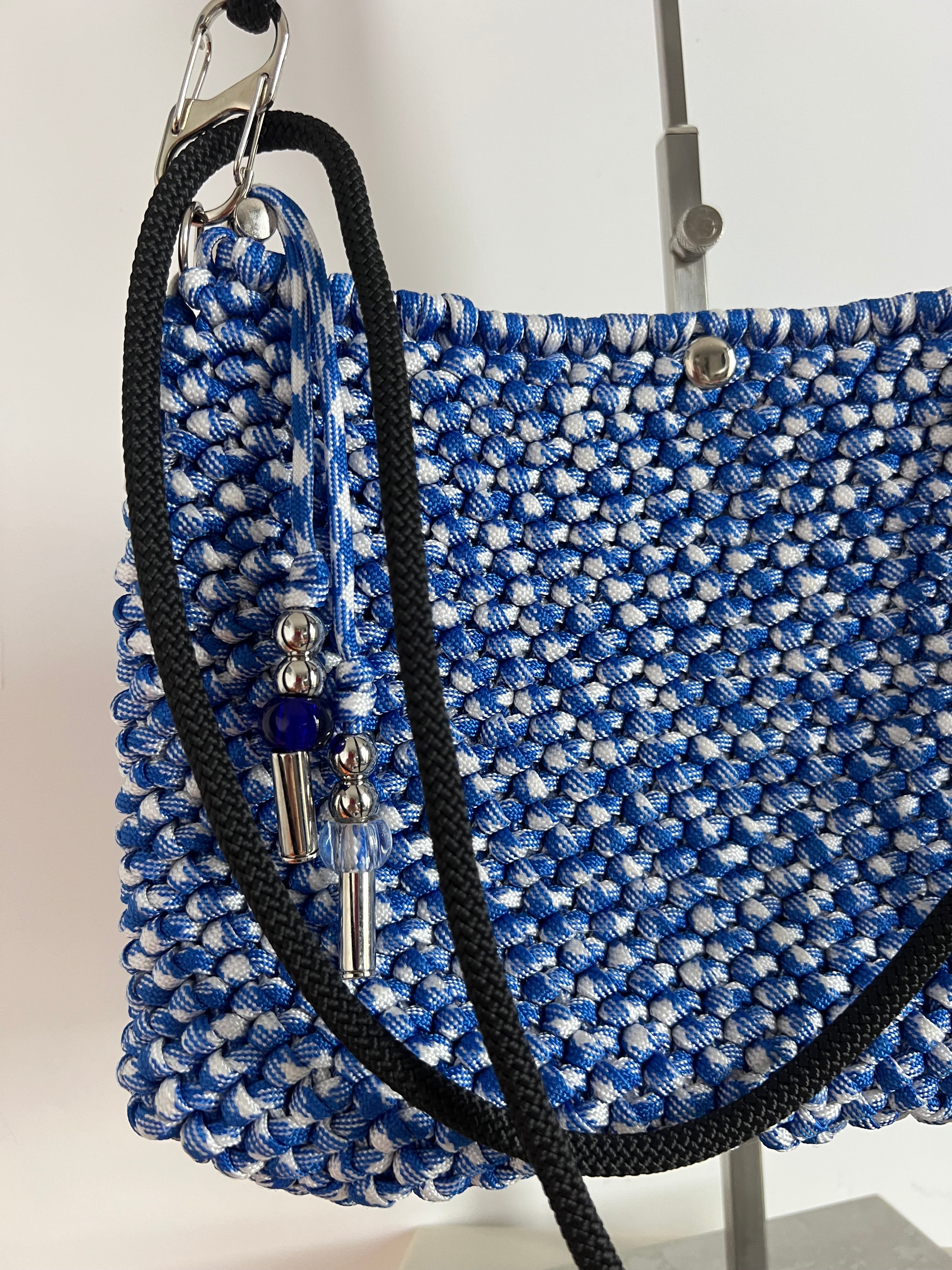 Blue and white mixed Wednesday bag