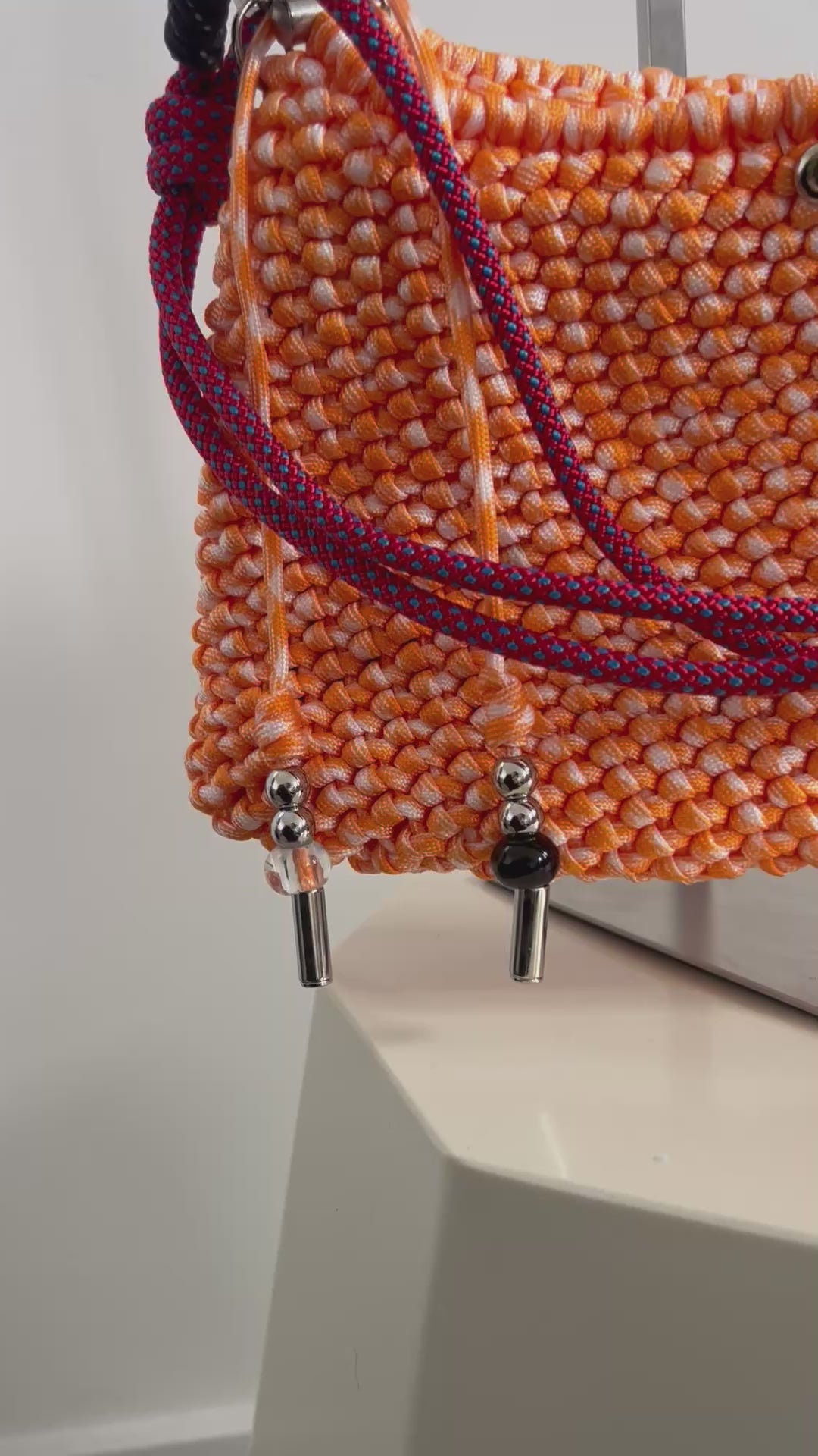 Orange and white mixed Wednesday bag